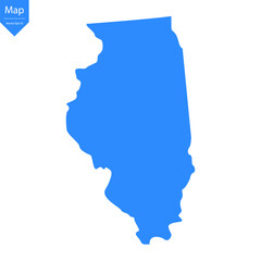 Blue map of Illinois isolated on white background. Vector illustration eps10.	
