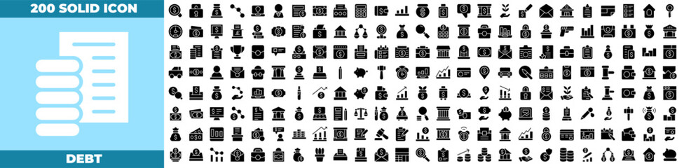 Debt Solid Editable Icons set