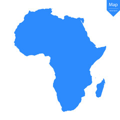 Blue map of Africa isolated on white background. Vector illustration eps10.	
