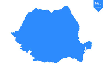 Obraz premium Blue map of Romania isolated on white background. Vector illustration eps10. 