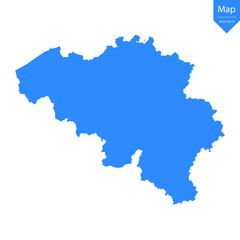Blue map of Belgium isolated on white background. Vector illustration eps10.	
