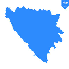 Fototapeta premium Blue map of Bosnia and Herzegovina isolated on white background. Vector illustration eps10. 