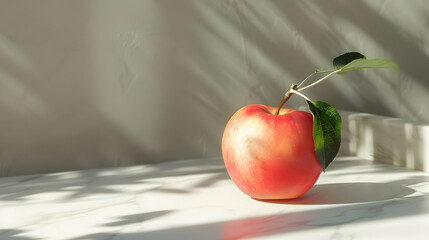 Sunlit Red Apple Still Life Illustration