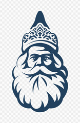 Santa Claus. Saint Nicolas. Father Christmas. Vintage Santa Claus head. Silhouette. Symbol of New Year and Christmas. Vector flat illustration on transparent background