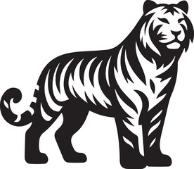 Fototapeta premium tiger, tiger logo vector, tiger vector illustration, tiger silhouette vector black and white full body eps file
