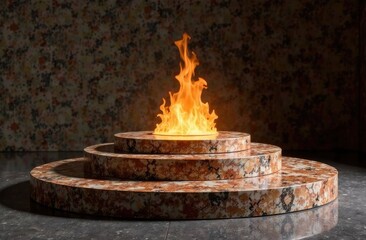 Marble podium with flame, fire podium