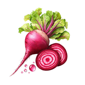 Vibrant Watercolor Beet Illustration with Slices