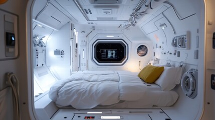 futuristic spacecraft cabin bedroom