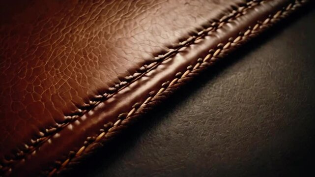 A brown leather panel with a stitched border, 4k High-Quality Wallpaper Background Animation Video