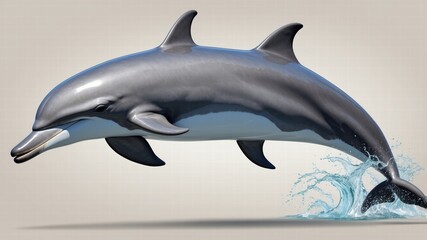 Obraz premium Dolphins realistic. Ocean or marine animals swim fishes with flippers deep blue sea underwater fauna decent realistic dolphins collection