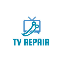 TV Repair Logo. TV Service Logo Template Design Vector