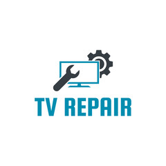 TV Repair Logo. TV Service Logo Template Design Vector