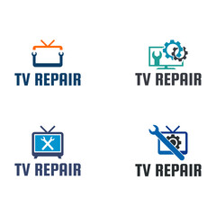 Set of TV Repair Logo. TV Service Logo Template Design Vector