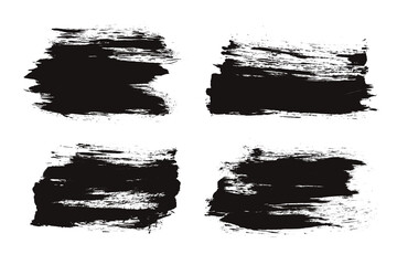 Hand Drawn Grunge Ink Brush Set of Strokes and Lines. Creative brush lines with rough edges. Abstract freehand doodle line borders. Highlight splashes