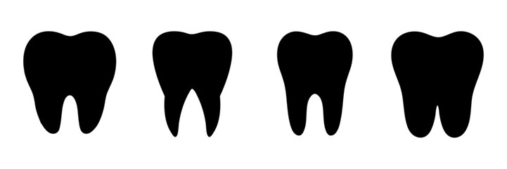 Tooth icon set in different style. Dentistry symbol. Clean tooth symbol.  healthy tooth icon. Teeth logo icon. Dental icons. Healthy glowing tooth icon set. Tooth Icon, Cleaning, and whitening teeth. 