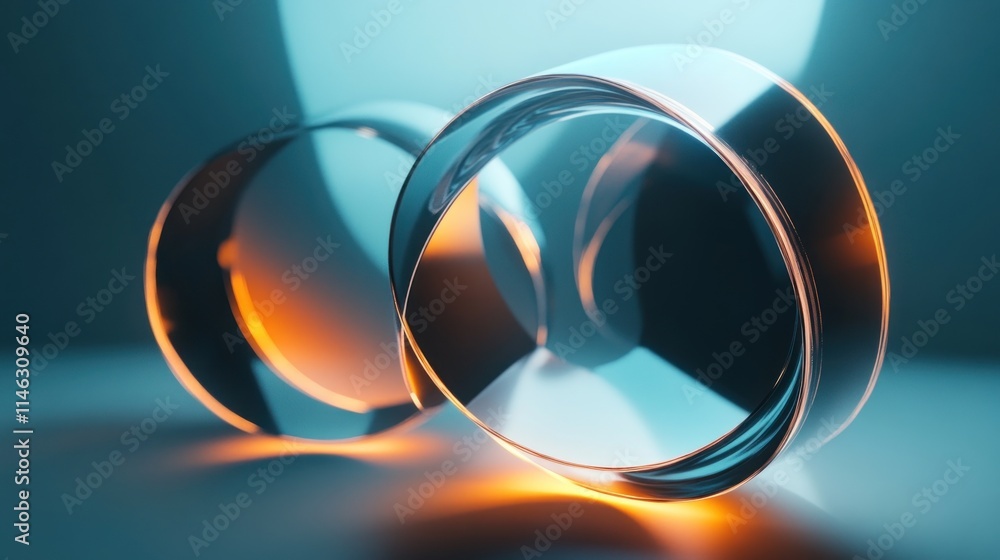 Poster Two transparent lenses with glowing edges, creating an artistic effect.