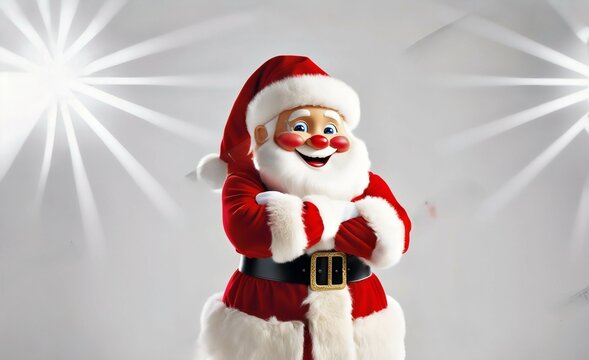 "Festive Santa Culas in a Bright Minimalist Scene"





