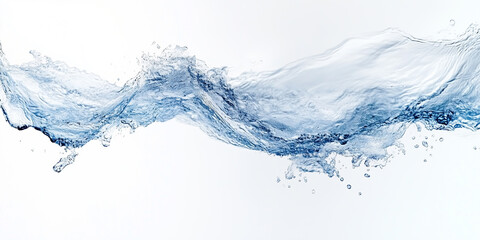 Water flowing gracefully with splashes and bubbles captured in a dynamic stream under soft lighting
