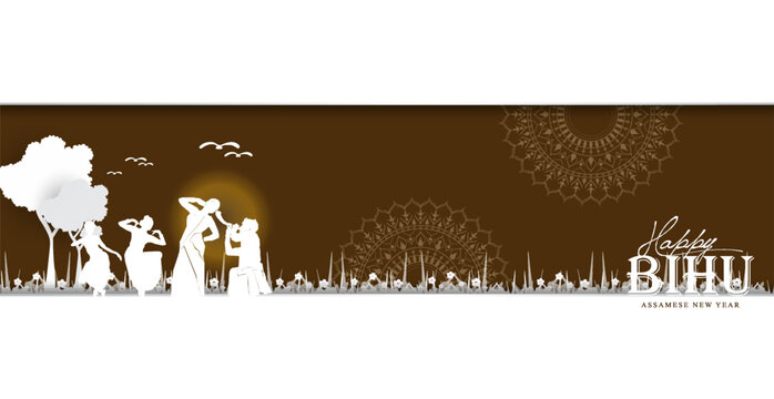 Traditional background for religious holiday festival of Assamese New Year Bihu.	