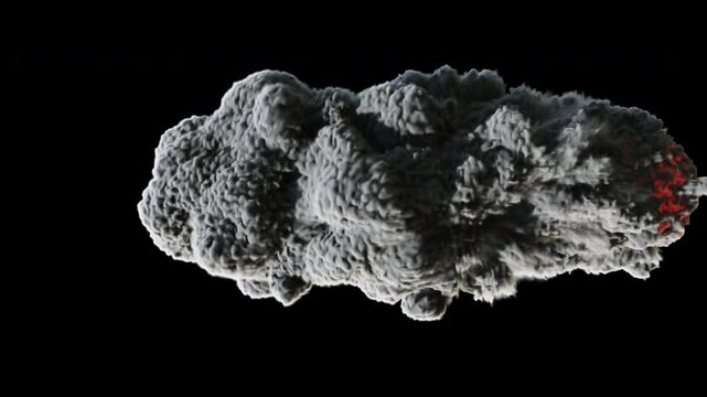 Volcanic eruption, thick smoke rising from eruption - VFX elements - 4K Pro Res with mask pass