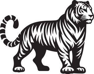 Obraz premium tiger, tiger logo vector, tiger vector illustration, tiger silhouette vector black and white full body eps file