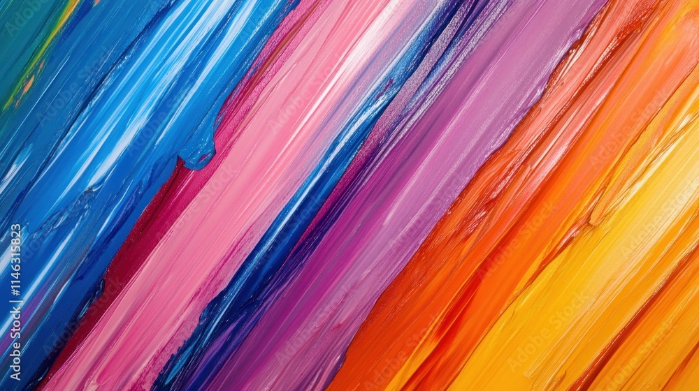 Poster vibrant abstract painting with bold, flowing colors in a dynamic composition.