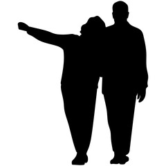 Elderly Couple Silhouette. Vector silhouettes of elderly couples.