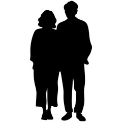 Elderly Couple Silhouette. Vector silhouettes of elderly couples.