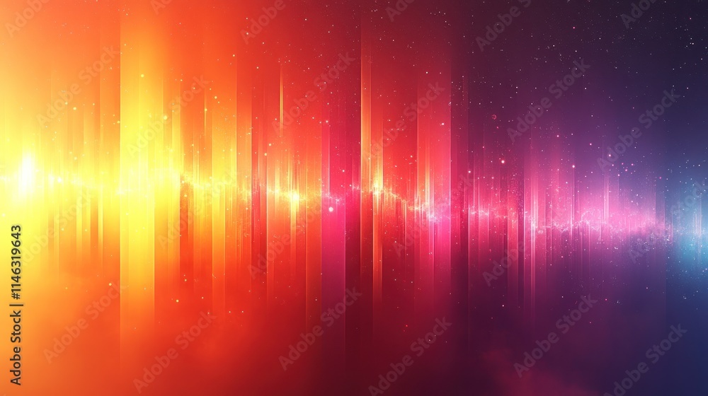 Aufkleber vibrant soundwave visualization with colorful gradients and sparkles.