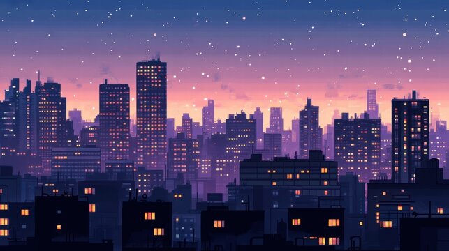 night cityscape pixel art