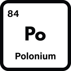 Polonium chemical element icon isolated on white background . Polonium icon vector