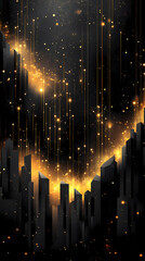 create a dark background, elements representing trading on the stock exchange participate in the background design