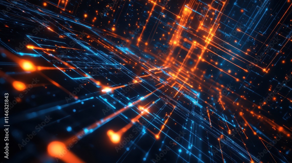 Aufkleber creative glowing digital background with lines. technology and future concept. 3d rendering.