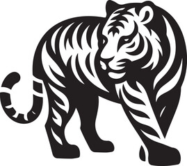 Fototapeta premium tiger, tiger logo vector, tiger vector illustration, tiger silhouette vector black and white full body eps file