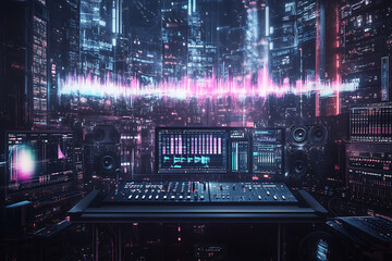 Futuristic Music Production Studio