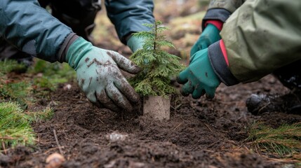 Public interest planting tree wood people, mantle mulch mud, protection environment