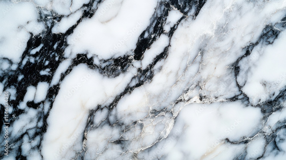 Poster a close-up of a black and white marble surface with intricate veining patterns.