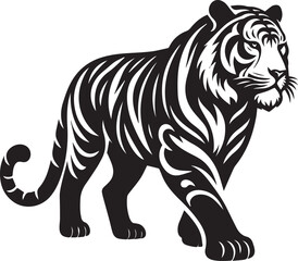 Fototapeta premium tiger, tiger logo vector, tiger vector illustration, tiger silhouette vector black and white full body eps file