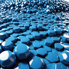 Fototapeta premium a large pile of blue hexagons with a sky background