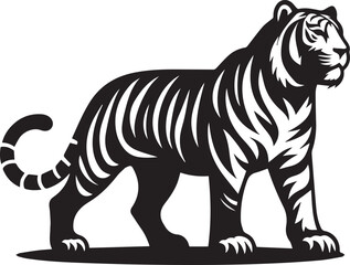 Obraz premium tiger, tiger logo vector, tiger vector illustration, tiger silhouette vector black and white full body eps file
