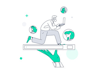 Personnel doing job interview flat vector concept operation hand drawn illustration
