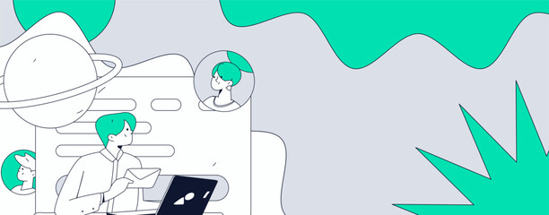 Personnel doing job interview flat vector concept operation hand drawn illustration
