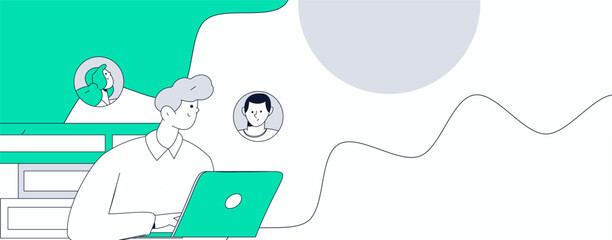 Personnel doing job interview flat vector concept operation hand drawn illustration
