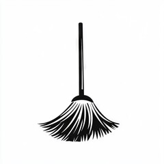 A simple black and white illustration of a broom.
