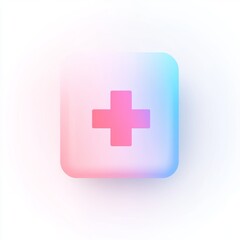 Fototapeta premium Pastel medical cross icon on a square button.