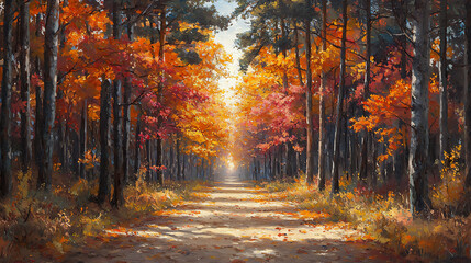 Obraz premium title Pathway Covered in Autumn Leaves Tag au