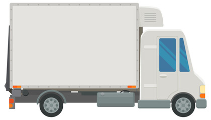 Refrigerated  truck side view in flat design style (cut out)