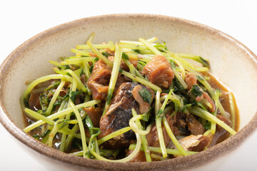 サバ味噌　豆苗あえ