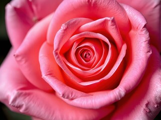 Macro close-up of a blooming rose, highlighting intricate layered petals and soft random colors