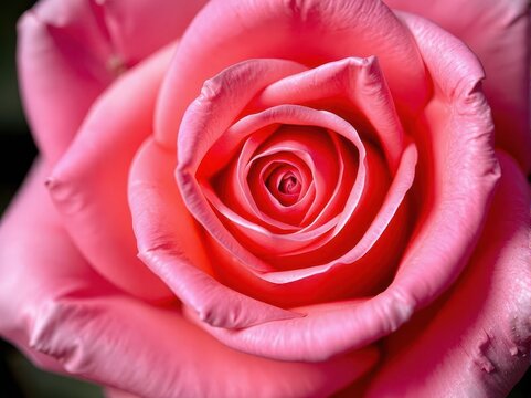 Macro close-up of a blooming rose, highlighting intricate layered petals and soft random colors